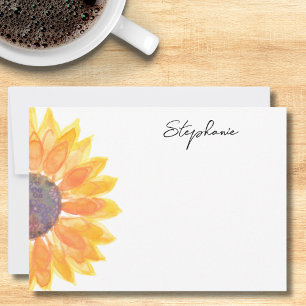 Carte De Correspondance Aquarelle tournesol personnalisé