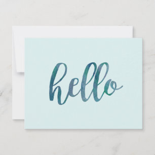 Carte De Correspondance Aquarelle verte et Turquoise de la menthe Bonjour