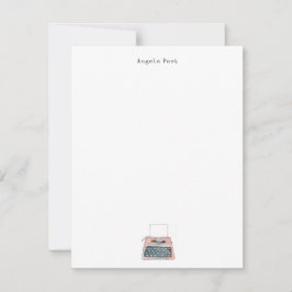Carte De Correspondance Aquarelle Vintage machine à écrire plat