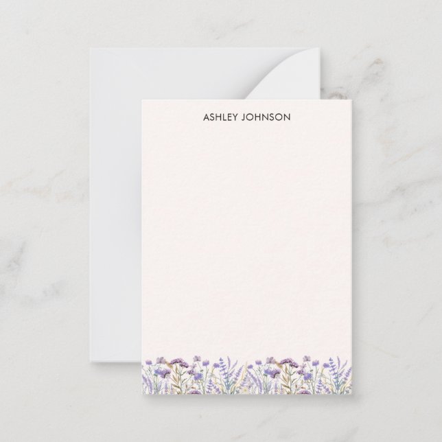 Carte De Correspondance Aquarelle violet Fleur sauvage Meadow (Devant)