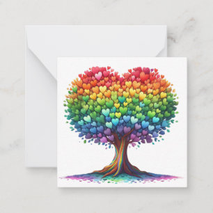 Carte De Correspondance Arbre coloré en forme de coeur