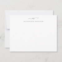 Argent Gris Script Monogramme Chic Laveuse