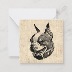 Carte De Correspondance Art antique de Boston Terrier Dog Cute Pet Dog