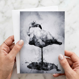 Carte De Correspondance Art moderne au lavis d'aquarelle noir et blanc de 