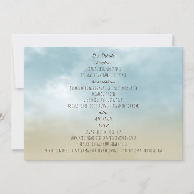 Carte De Correspondance Au bord de l'océan surf plage détails de mariage (Devant)
