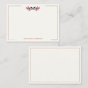 Carte De Correspondance Automne Feuilles Bourgogne Élégant Mariage Couple