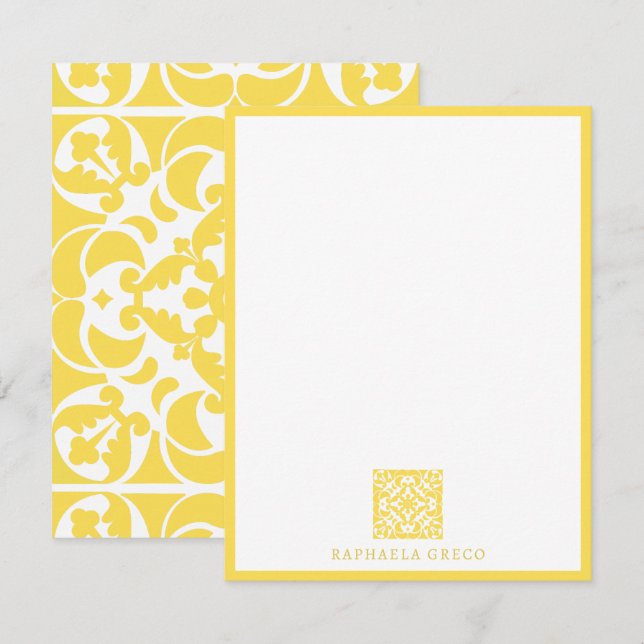 Carte De Correspondance Azulejos jaune portugais espagnol méditerranéen (Devant / Derrière)