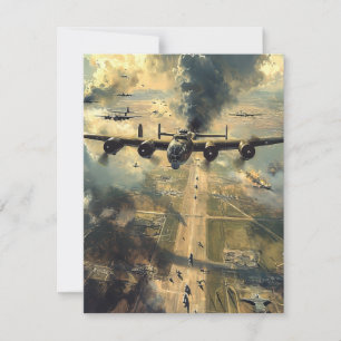 Carte De Correspondance B-24 Bombardement d'une peinture de mission