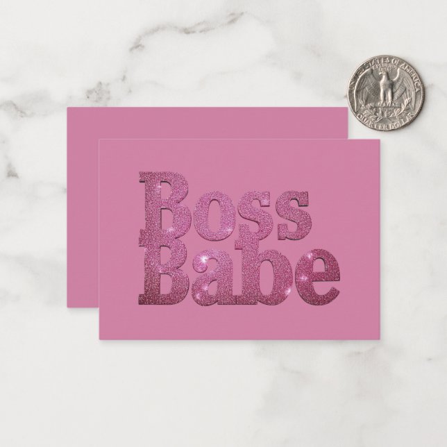 Carte De Correspondance Babe Parties scintillant rose (Devant/Arrière en situation)