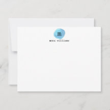 Baby Blue Watercolor Circle moderne noir Monogramm