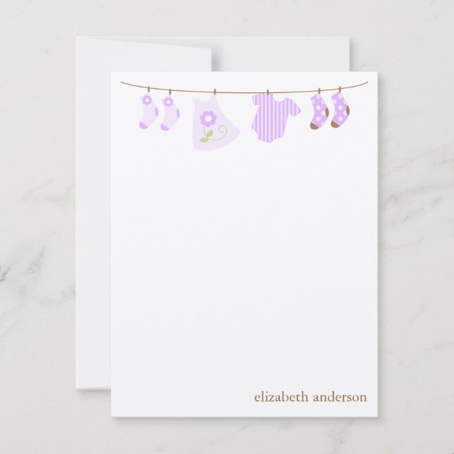Carte De Correspondance Baby Clothesline Custom Flat Merci Notes (Devant)