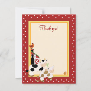 Carte De Correspondance BABY MOO COW (Rouge) 4x5 Flat Merci note