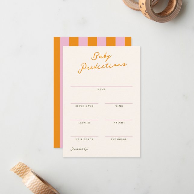 Carte De Correspondance Baby Predictions Shower Game Card (Devant/Arrière en situation)