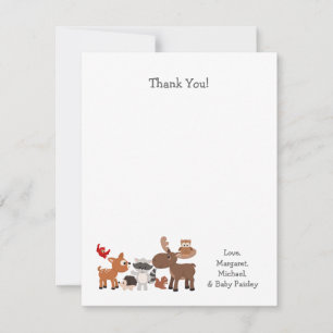 Carte De Correspondance Baby shower animal Woodland merci notes
