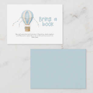 Carte De Correspondance Baby shower bleu montgolfière apporter un livre