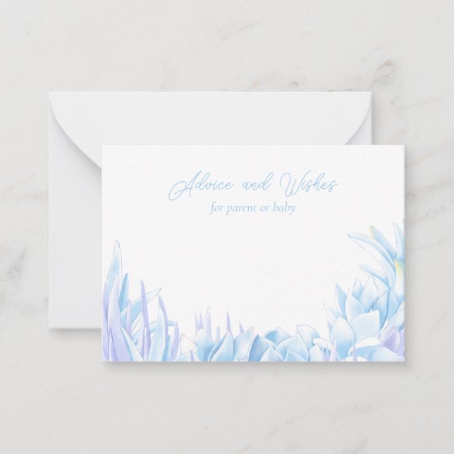Carte De Correspondance Baby shower bleu Succulent Conseil Botanique (Devant)