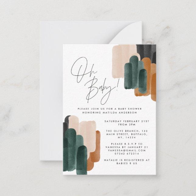 Carte De Correspondance baby shower d'aquarelle verte budget (Devant)