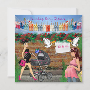 Carte De Correspondance Baby shower d'art de Noël Polka-Dot Street