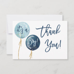 Carte De Correspondance Baby shower de ballons bleus merci