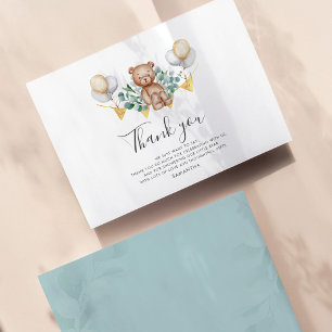 Carte De Correspondance Baby shower de l'ours du Merci budgétaire