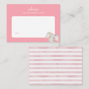 Carte De Correspondance Baby shower d'éléphant rose bébé Conseil parental