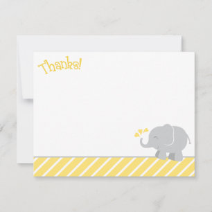 Carte De Correspondance Baby Shower Éléphant Gris Jaune Moderne