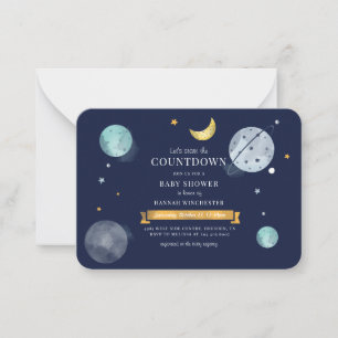 Carte De Correspondance Baby Shower Espace Extérieur Aquarelle