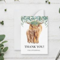 Baby shower Eucalyptus Merci de veau de vache High