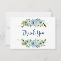 Baby shower garçon merci cartes, bleu floral