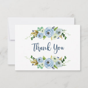 Carte De Correspondance Baby shower garçon merci cartes, bleu floral