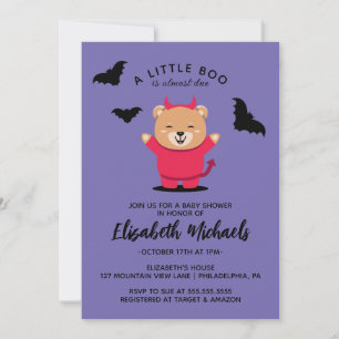 Carte De Correspondance Baby shower   Halloween Cute Lil' Bear Devil