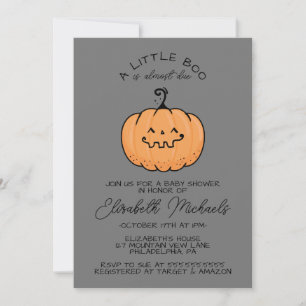 Carte De Correspondance Baby shower   Halloween Lil' Boo Citrouille