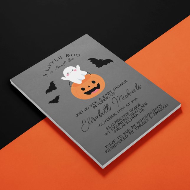 Carte De Correspondance Baby shower | Halloween Lil' Boo Ghost (Créateur téléchargé)