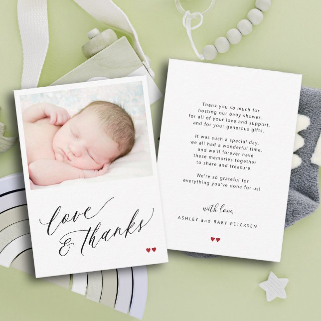 Carte De Correspondance Baby shower photo amour et merci (Créateur téléchargé)