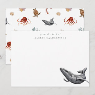 Carte De Correspondance Baleine aquarelle moderne personnalisée