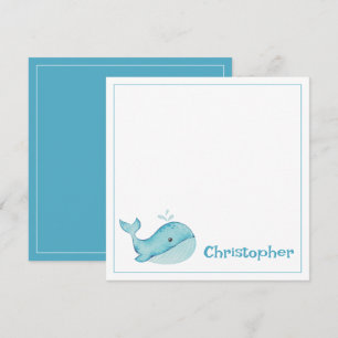 Carte De Correspondance Baleine bleue nautique mignonne personnalisée