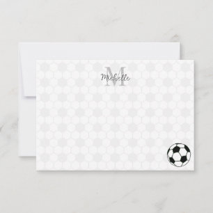 Carte De Correspondance Ballons de Football Noir et Blanc Monogramme Perso