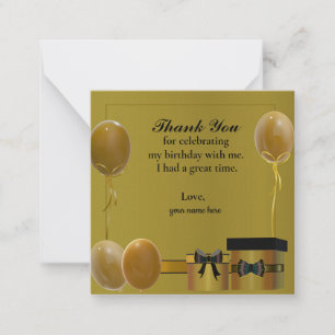 Carte De Correspondance Ballons D'Or Et Merci De Boîte À Cadeaux