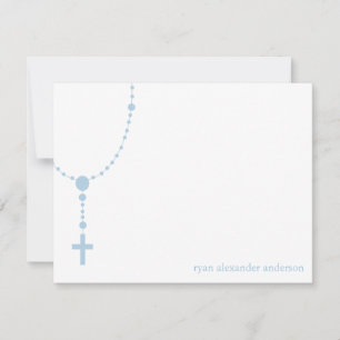 Carte De Correspondance Baptême de Rosaire Bleu Merci Notes