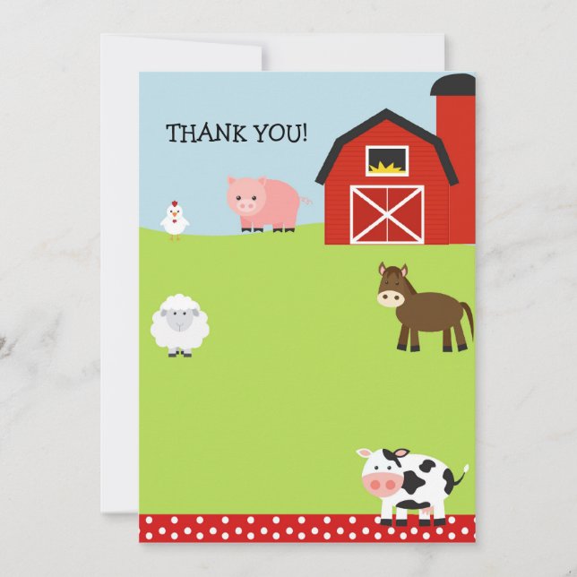 Carte De Correspondance Barn Farm Barnyard Merci Notes (Devant)