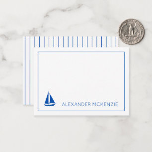 Carte De Correspondance Bateau marin bleu et blanc Personnalisé