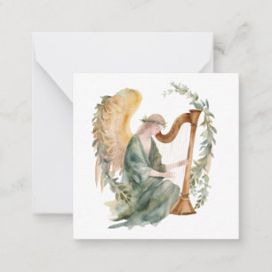 Carte De Correspondance Beau Angel Jouer Harpe Aquarelle