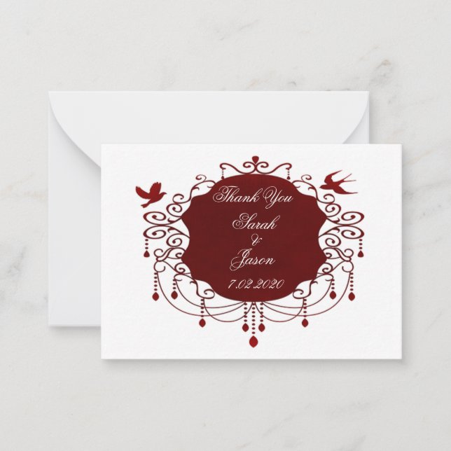 Carte De Correspondance Beau Merci Red Birds (Devant)
