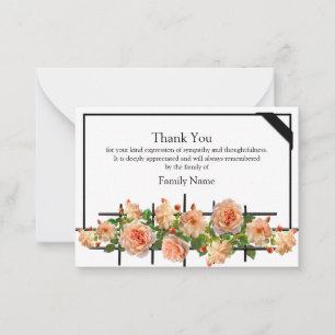 Carte De Correspondance Beaux Roses abricot après l'Merci funéraire