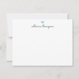 Carte De Correspondance Bébé clair Coeur bleu Feminine Script Girly Stripe