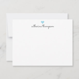 Carte De Correspondance Bébé clair Coeur bleu Feminine Script Girly Stripe