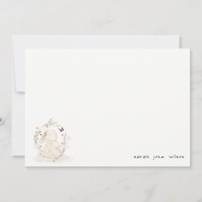 Carte De Correspondance Bébé mou Mum Lapin Floral Baby shower de couronne (Devant)