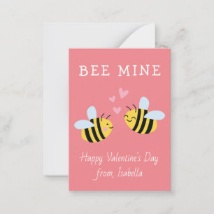 Carte De Correspondance BEE MINE Classroom valentine Pink Note Card