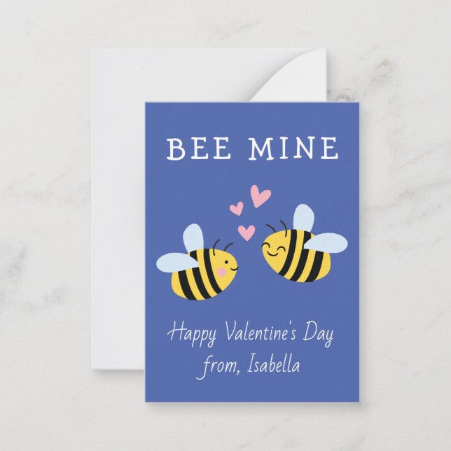 Carte De Correspondance BEE MINE Classroom valentine Purple Note Card (Devant)