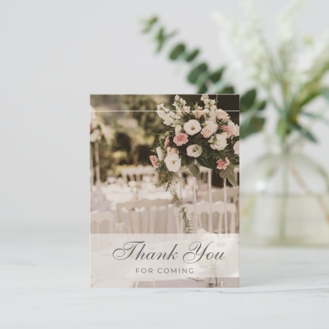 Carte De Correspondance Beige Pastel Élégant Merci souvenir (Debout devant)